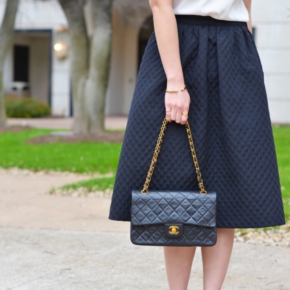 H&M textured midi skirt black